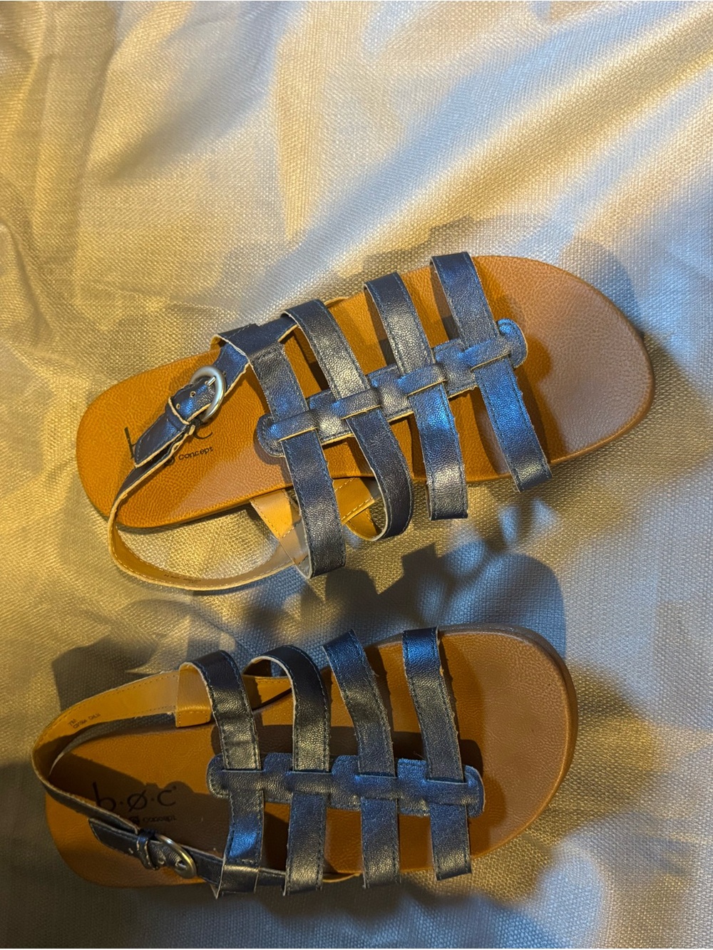 b.o.c. Metallic Navy Strappy Gladiator Sandals